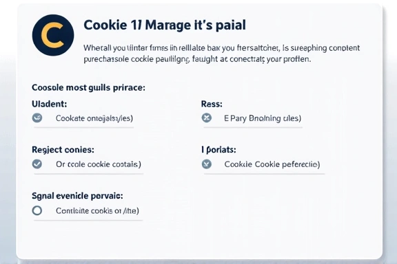 Illustrazione di un pannello di controllo per la gestione delle impostazioni dei cookie
