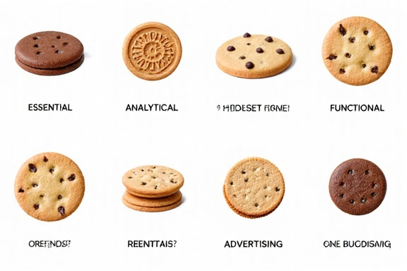 Illustrazione di diverse tipologie di cookie, categorizzati per funzione