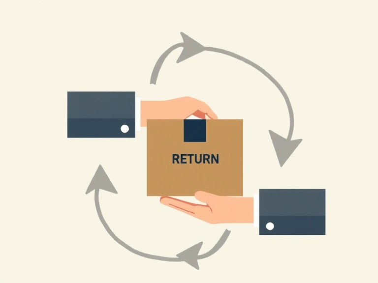 Mano che tiene un pacco di reso con frecce che indicano il cambio